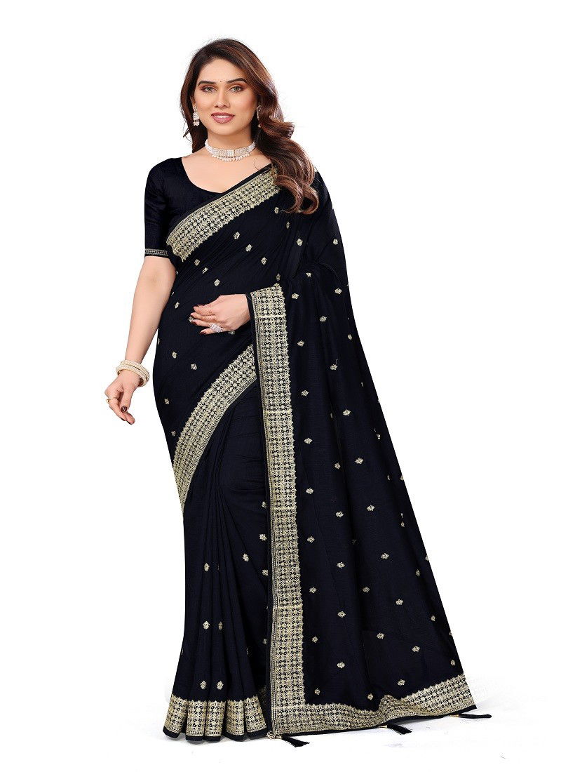 Black Colour Saina By Utsav Nari Vichitra Blooming Jari Embroidery Wedding Sarees Exporters In India 2331