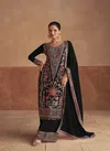 Black Colour Sajda By Gulkayra Chinon Designer Salwar Kameez Suppliers In India 7474-B