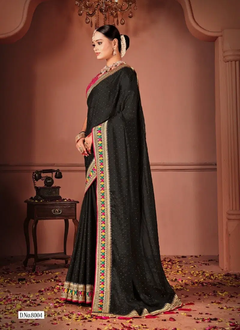 Black Colour Sakhi By Suma Black Rangoli Designer Party Wear Saree Wholesale Online 8004