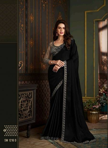Black Colour Sandalwood 12th Edition Hits By TFH Fancy Fabric Designer Party Wear Wholesale Online SW 1216 D