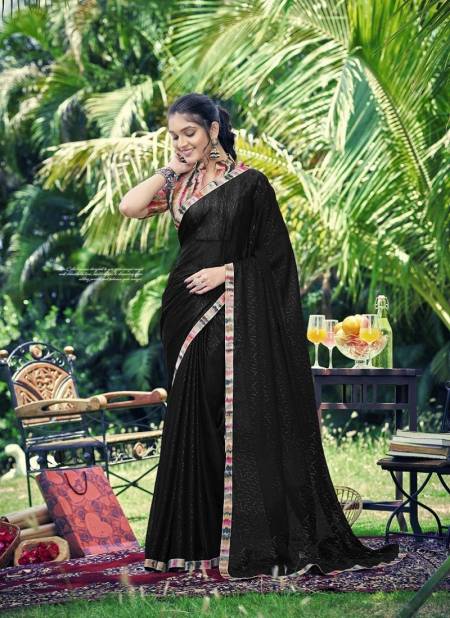 Black Colour Sanvi By Shashvat Designer Fancy Georgette Saree Wholesale Shop In Surat sv-014