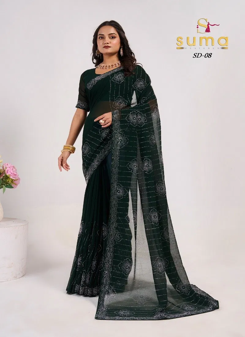 Black Colour Sd 01 To Sd 11 By Suma Designer Party Wear Saree Wholesale Online Sd 08