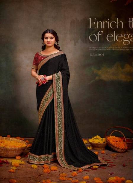 Black Colour Silk Sanchi By Suma Designer Occasion Wear Saree Wholesale Shop In Surat 3004