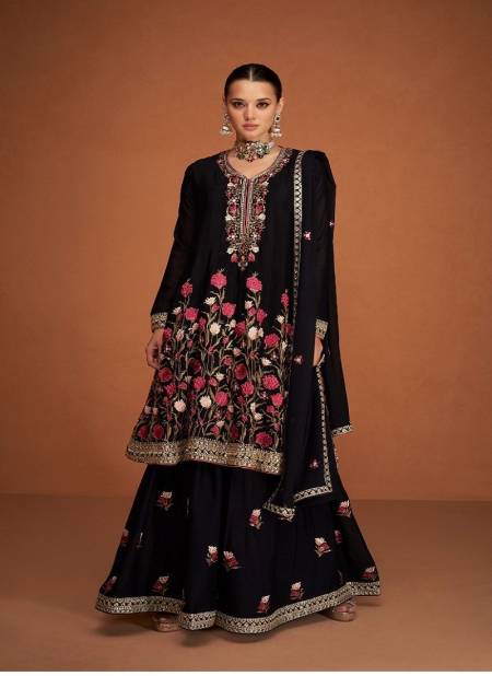 Black Colour Soha By Aashirwad Sharara Suit Catalog 9534