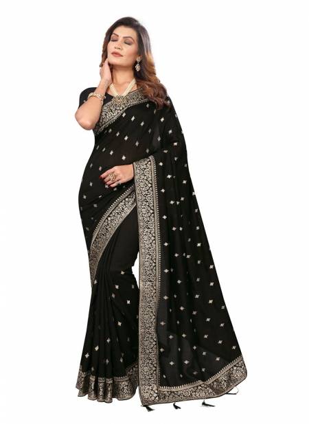 Black Colour Srajan By Utsav Nari Vichitra Blooming Embroidery Surat Saree Wholesale Market 2351