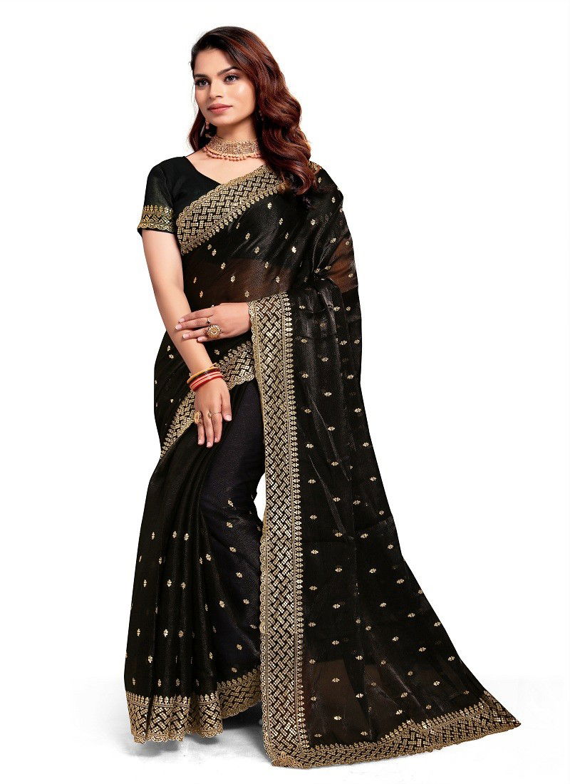 Black Colour Stree By Nari Fashion Jimmy Choo Silk  Saree Suppliers In India 7821