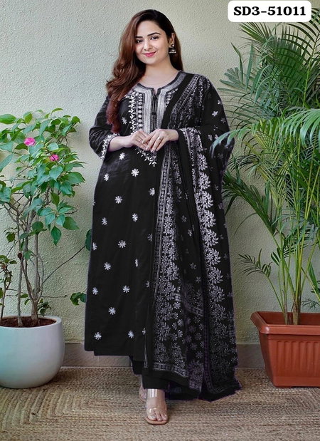 Black Colour Sui Dhaga Vol 3 By Rasili Nx Rayon Cotton Chikankari Embroidery Kurti With Bottom Dupatta orders In India SD3-51011