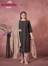 Black Colour Vantara Vol 2 By Seamore Art Silk Embroidery Kurti With Bottom Dupatta Suppliers In India 80005