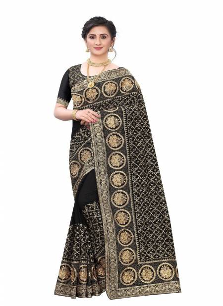 Black Colour Wish By Utsav Nari Embroidery Wedding Sarees Surat Wholesalers In Delhi 2282