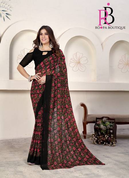 Black Colour Zeeya Radhika Vol 4 By Roopa Weight Less Printed Daily Wear Sarees Manufacturers 113