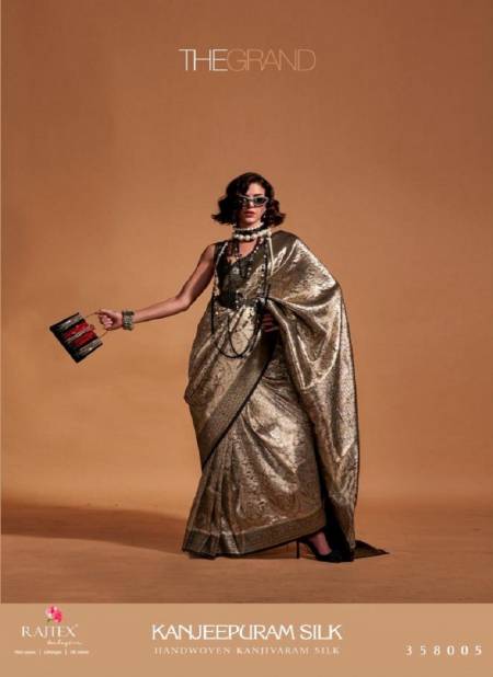Black Cream Colour Kanjeepuram Silk By Rajtex Kanjivaram Silk Designer Saree Catalog 358005