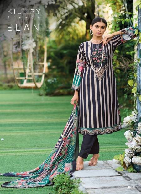 Black Elan By kilory Trends Pashmina Digital Printed Dress Material Catalog KD 606
