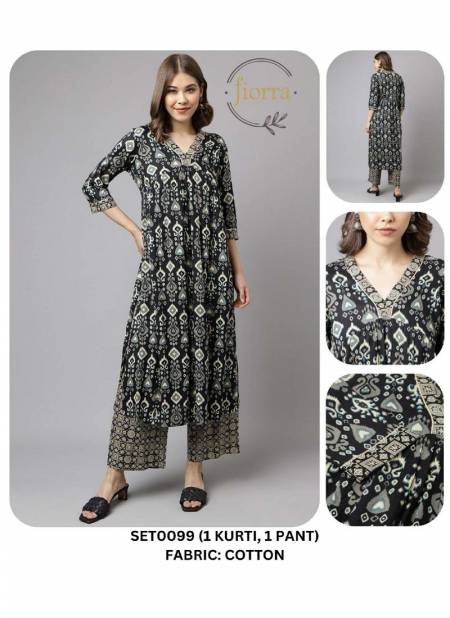 Black Fiorra SET0000 10 Summer Special Printed Designer Kurti With Bottom Wholesale Online SET0099