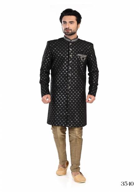 Black Gold Colour 1646 3 Occasion Wear Mens Indo Western Exporters In India 3540