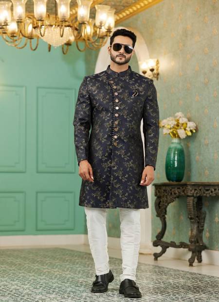 Black Green Colour Function Wear Mens Indo Western Wholesale Clothing Distribution In India 2734
