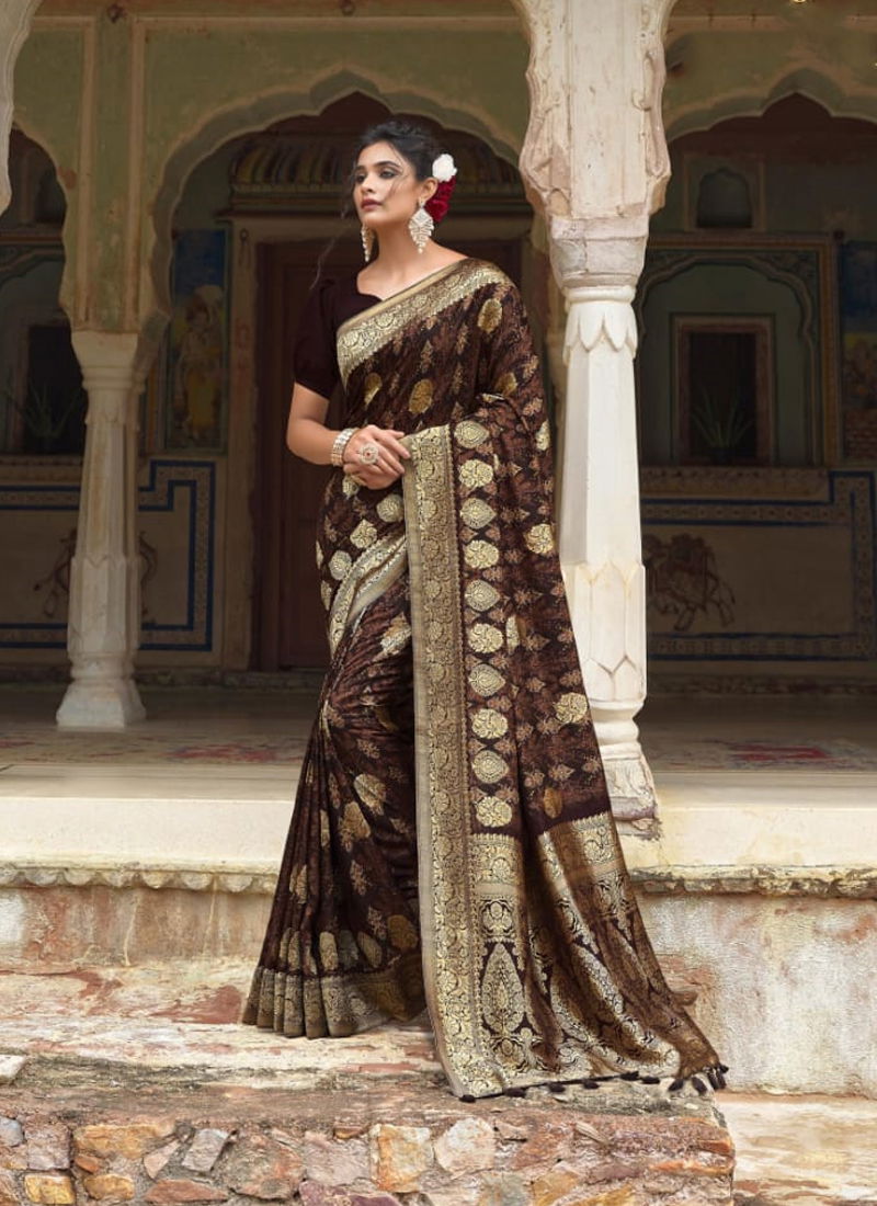 Black Jabira By Joh Rivaj Silk Saree Catalog 29010