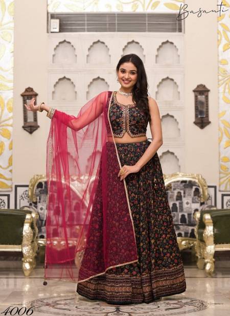 Black Multi Colour Basanti Vol 4 By Basanti Heavy Chinon Wedding Wear Lehenga Choli Wholesale Online 4006