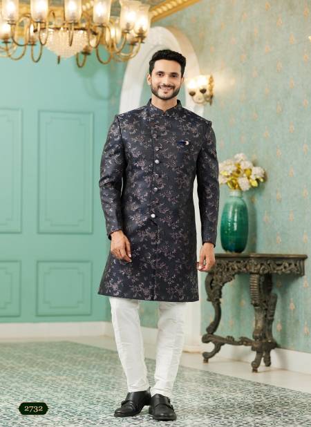 Black Multi Colour Function Wear Mens Indo Western Wholesale Clothing Distribution In India 2732