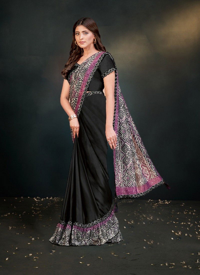 Black Multi Colour Mohmanthan 23100 Dayita By Mahotsav Satin Crepe Silk Designer Saree Wholesalers In Delhi 23105