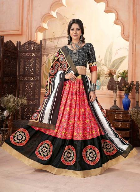 Black Multi Colour SS Navratri Special Silk Cotton Lehenga Choli Orders In India GS3269