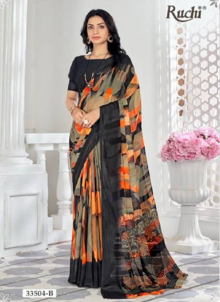 Black Multi Colour Star Chiffon 159 By Ruchi Printed Daily Wear Sarees Orders In India 33504-B