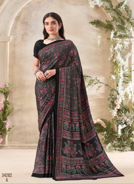 Black Multi Colour Vivanta Silk 35 By Ruchi Silk Crepe Printed Wholesale Sarees In India 34202A