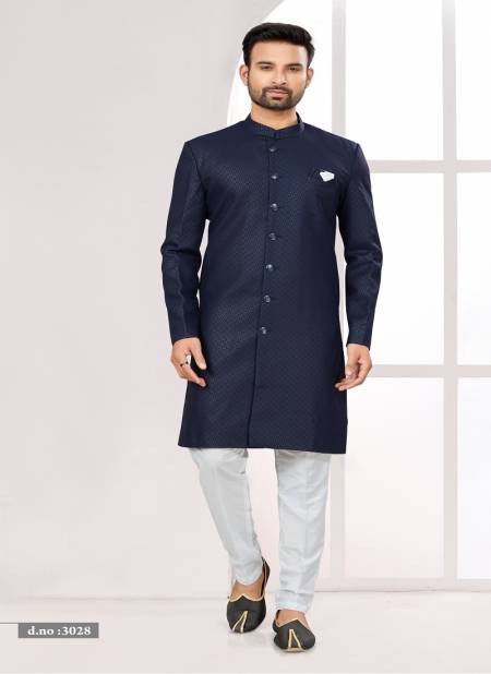 Black Navy Blue Colour Party wear Exclusive Indo Western Mens wear Catalog 3028