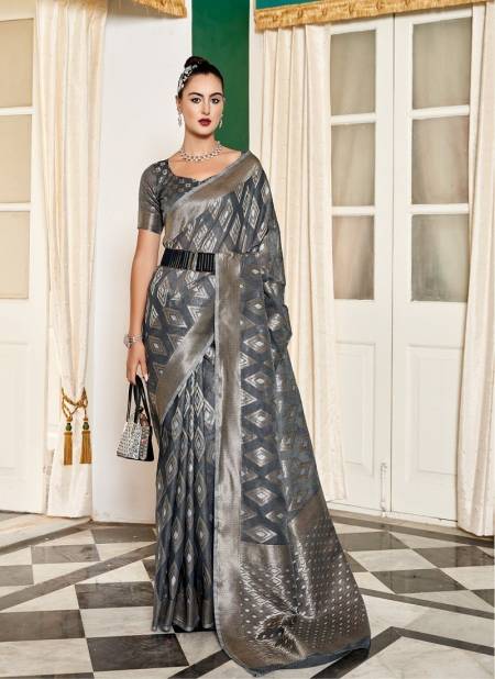 Black Olivia Silk By Rajpath Designer Saree Catalog 128002