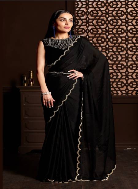 Black Rajpari By Nari Fashion Party Wear Saree Catalog 7006