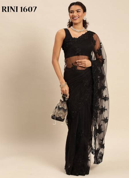Black Rini By Fashion Lab Party Wear Saree Catalog 1607