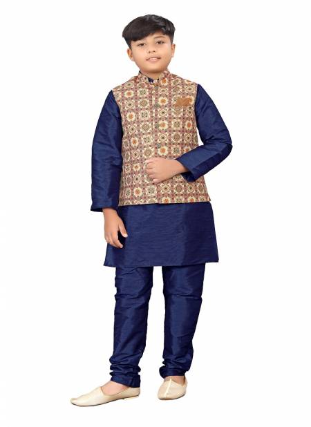 Blue And Beige Colour Kids Koti 2 Festive Wear Wholesale Modi Jacket Kids Wear Catalog 102