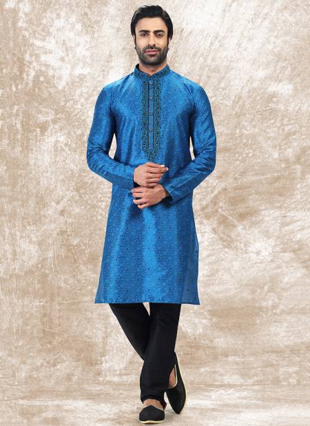 Blue And Black Colour Festive Wear Designer Wholesale Kurta Pajama Catalog 2013