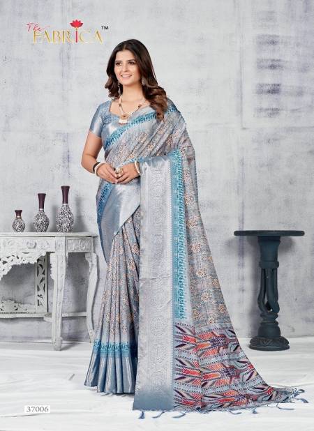 Blue And Gray Colour Safron Vol 2 By The Fabrica Party Wear Saree Catalog 37006