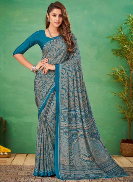 Blue And Gray Vivanta Silk 11th Edition Hits Ruchi Wholesale Daily Wear Sarees Catalog 14901 A