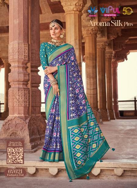 Blue And Green Colour Aroma Silk Plus By Vipul Silk Saree Catalog 67621