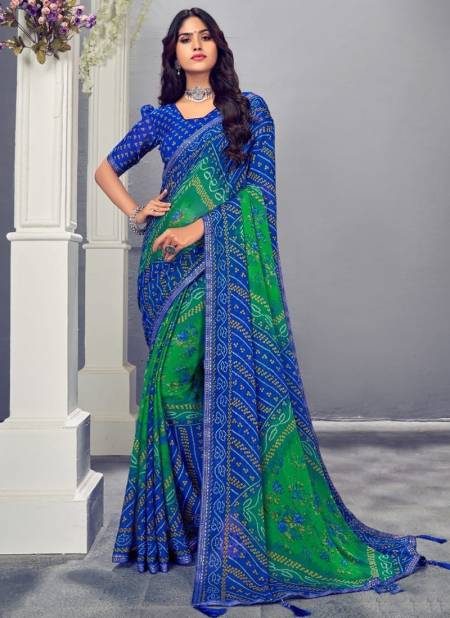 Blue And Green Colour Jalpari Wholesale Daily Wear Saree Catalog 19902 B
