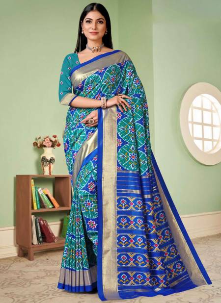 Blue And Green Colour Mulbagal Silk Vipul Wholesale Printed Sarees Catalog 53709 D