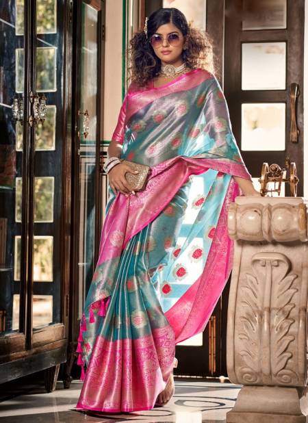 Blue And Green Colour Sadhna The Fabrica Exclusive Wear Wholesale Designer Sarees Catalog 6007