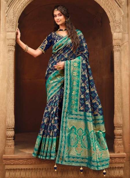 Blue And Green Rutba Vol 7 Wedding Wear Wholesale Silk Sarees  13459
