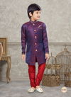 Blue And Maroon Colour Kids Vol 5 Boys Wear Kurta Pajama And Indo Western Catalog K 615