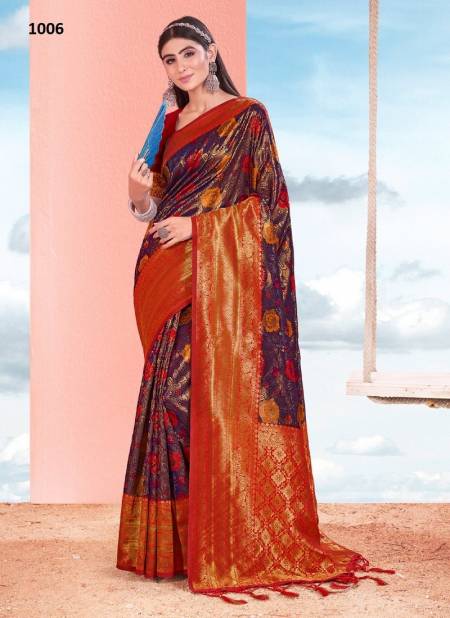 Blue And Maroon Colour Manisha By Sangam Silk Saree Catalog 1006