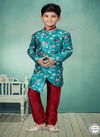 Blue And Mix Colour Kids Indo Western Sherwani Catalog K 573