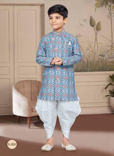 Blue And Mix Colour Kids Vol 4 Boys Wear Kurta Pajama And Indo Western Catalog K 606