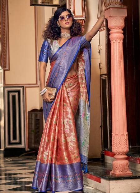 Blue And Orange Colour Sadhna The Fabrica Exclusive Wear Wholesale Designer Sarees Catalog 6009