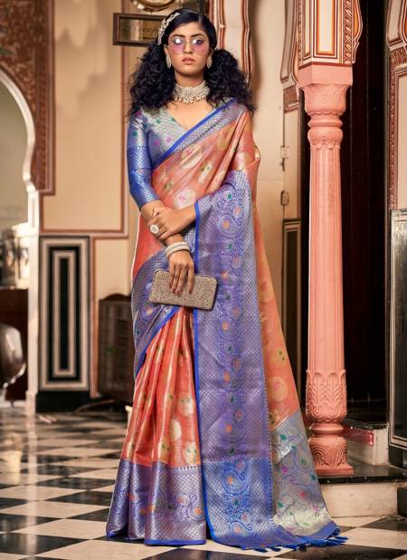 Blue And Orange Sadhna The Fabrica Exclusive Wear Wholesale Designer Sarees Catalog 6011
