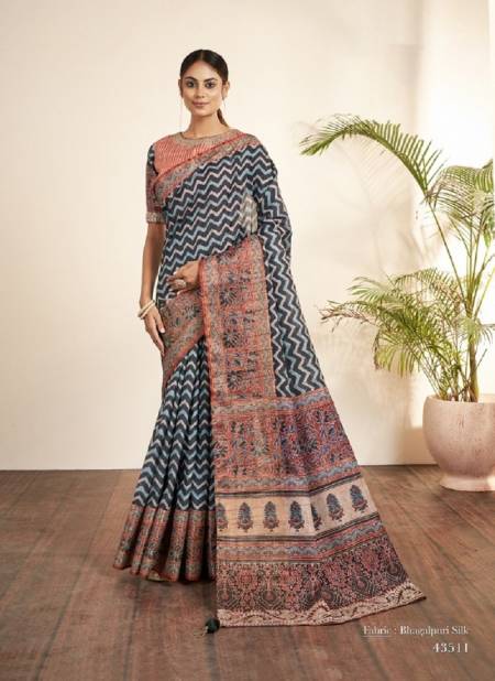 Blue And Peach Colour Norita 43500 Nirvi By Mahotsav New Festive Wear Designer Saree Wholesale Market In Surat 43511