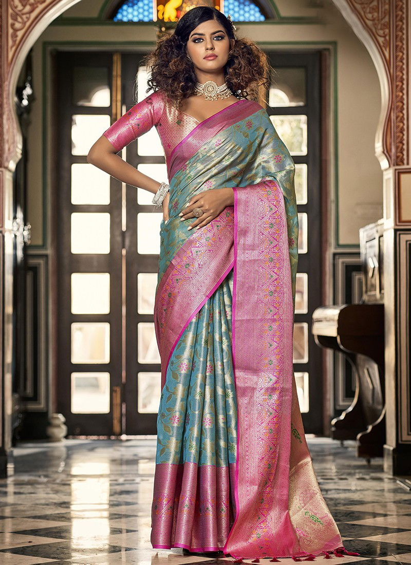 Blue And Pink BK 8727 Festive Wear Wholesale Silk Sarees 6003