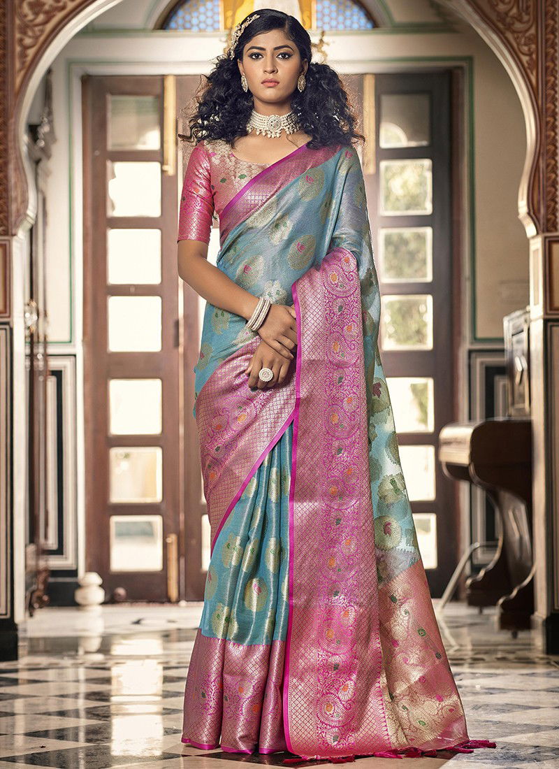 Blue And Pink Colour BK 8727 Festive Wear Wholesale Silk Sarees 6001