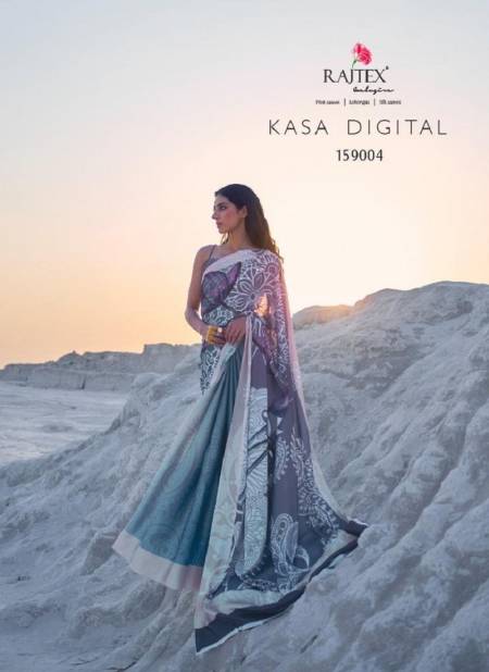 Blue And Purple Colour Kasa Digital 159001 TO 159009 By Rajtex Satin Crepe Saree Wholesale Market In Surat With Price 159004