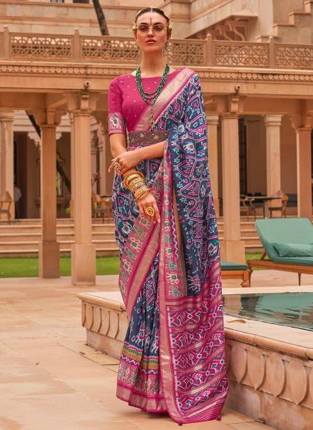 Blue And Purple Colour Shahi Patola Ethnic Wear Wholesale Silk Sarees Catalog 611